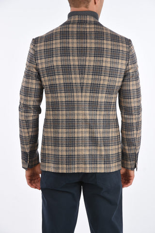 CC COLLECTION SPORTSWEAR 2 Buttons District Check Blazer with Patch Pockets