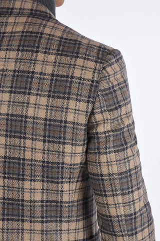 CC COLLECTION SPORTSWEAR 2 Buttons District Check Blazer with Patch Pockets