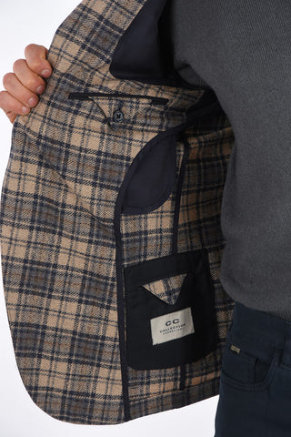 CC COLLECTION SPORTSWEAR 2 Buttons District Check Blazer with Patch Pockets