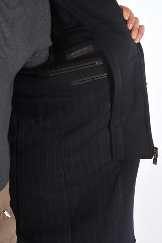 ID Notch Lapel Coat with Zip and Buttons Double Closure