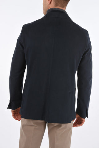 ID Notch Lapel Blazer with Zip and Buttons Double Closure