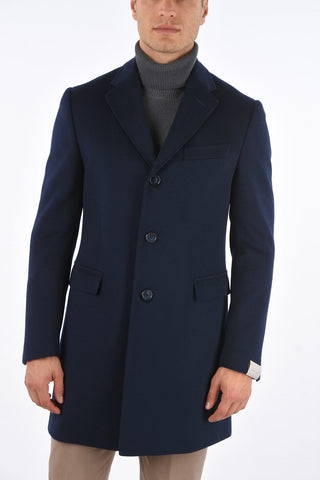 Cappotto in Lana con Rever Classico e Tasche con Aletta