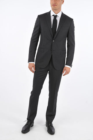 Lined Suit with Notch Lapel and Flap Pockets