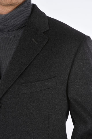 3 Buttons Coat with Notch Lapel and Flap Pockets