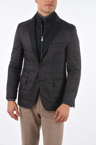 ID OUTDOOR 3 Button Quilted Blazer with Knit Detail