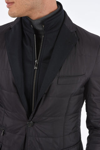 ID OUTDOOR 3 Button Quilted Blazer with Knit Detail