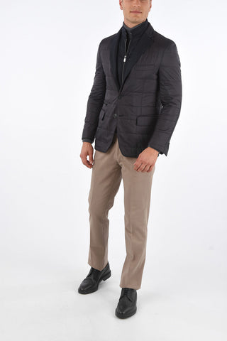 ID OUTDOOR 3 Button Quilted Blazer with Knit Detail