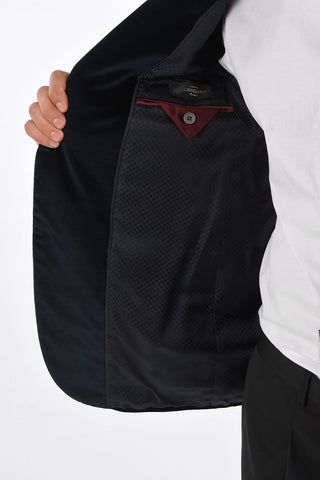 Velvet Lined Blazer with Peak Lapel