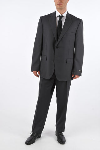 2 Buttons Pinstriped Suit with Flap Pockets