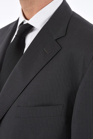 2 Buttons Pinstriped Suit with Flap Pockets