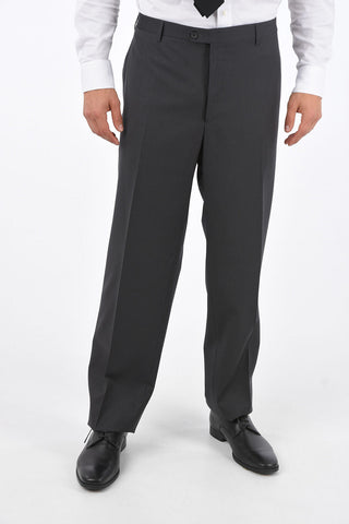 2 Buttons Pinstriped Suit with Flap Pockets