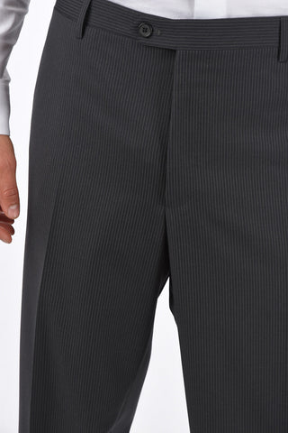 2 Buttons Pinstriped Suit with Flap Pockets