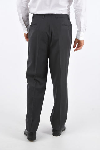 2 Buttons Pinstriped Suit with Flap Pockets