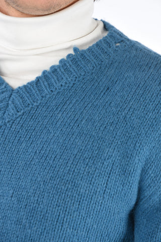 Distressed Effect V-Neck Sweater