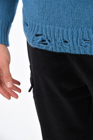 Distressed Effect V-Neck Sweater