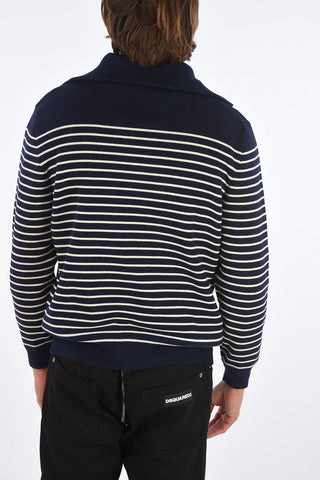awning striped v-neck sweater