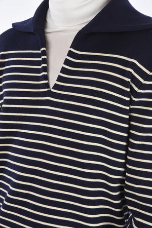 awning striped v-neck sweater