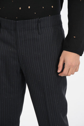 pinstriped belt loops trousers