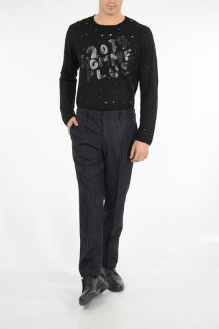 pinstriped belt loops trousers