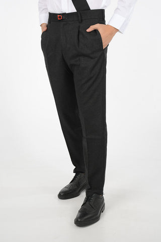 wool Mid-rise waist single pleat trousers