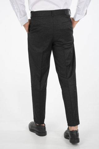 wool Mid-rise waist single pleat trousers