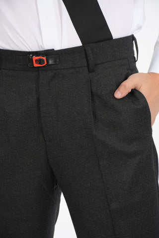 wool Mid-rise waist single pleat trousers