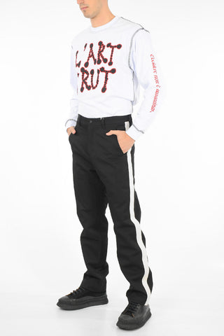 pantalone piping in lana
