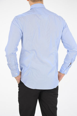 hairline striped spread collar shirt