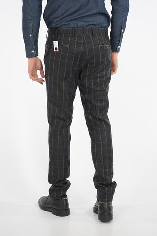 pantalone windowpane check in lana vergine con tasca a filetto