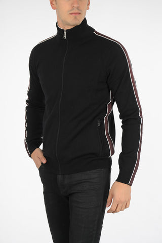 virgin wool half zip mock-neck sweater