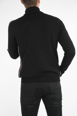 virgin wool half zip mock-neck sweater