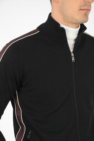 virgin wool half zip mock-neck sweater