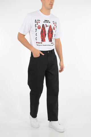 22cm Mid-rise waist wide jeans