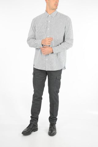 awning striped spread collar shirt with breast pocket