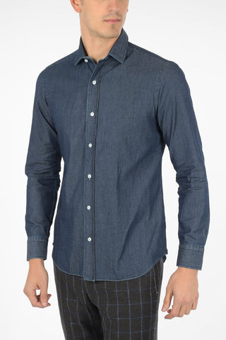 denim spread collar shirt