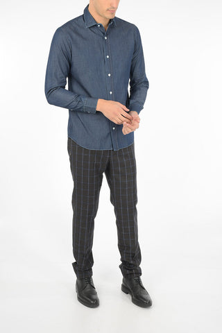 denim spread collar shirt