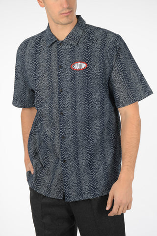 camicia stampa serpente denim collo francese