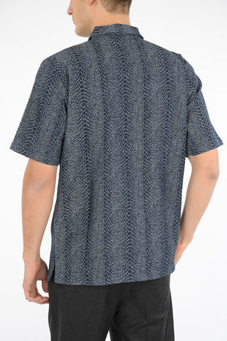 camicia stampa serpente denim collo francese