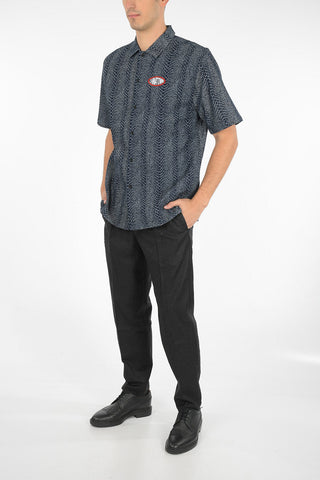 camicia stampa serpente denim collo francese