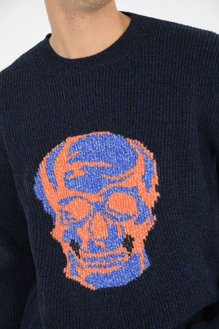 skull embroidered crew-neck sweater