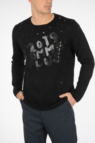 Maglia Girocollo distressed stampata