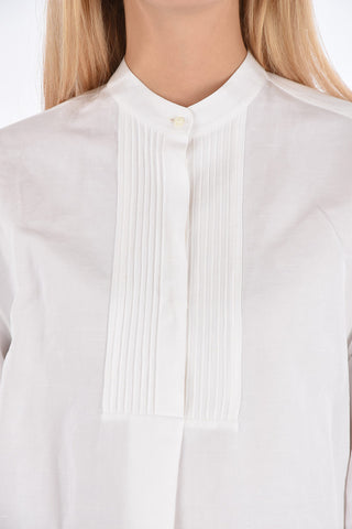Camicia Plastron in Cotone Lino e Seta