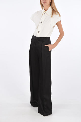 Wide-leg Polished Fabric Pants