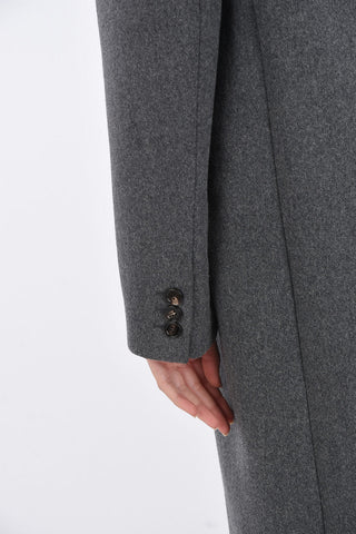 Wool Double-breasted Coat with Peak Lapel