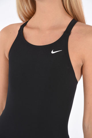 SWIM Open Back One Piece Swimsuit with Logo-Print