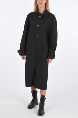 Flared Jumpsuit with Jewel Buttons and Classic Collar