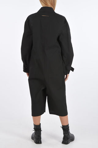 Flared Jumpsuit with Jewel Buttons and Classic Collar