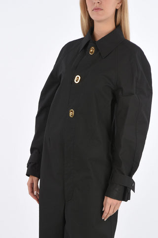 Flared Jumpsuit with Jewel Buttons and Classic Collar