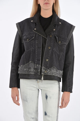 leather  L-KELLY jacket with denim details