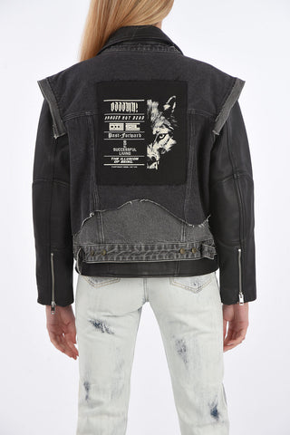 leather  L-KELLY jacket with denim details